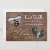 Invitation Soirée de coeur 3e anniversaire mariage en cuir (Dos)