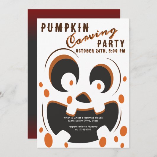 Invitation Soirée de concours de découpage de citrouilles eff (Devant / Derrière)