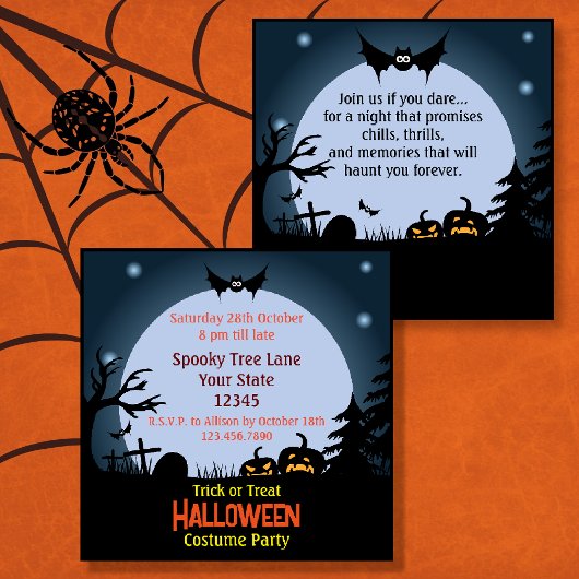 Invitation Soirée de costume d'Halloween effrayante