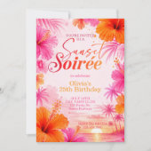 Invitation Soirée de coucher de soleil Anniversaire tropical, (Devant)
