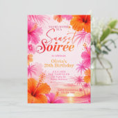Invitation Soirée de coucher de soleil Anniversaire tropical, (Debout devant)