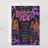 Invitation Soirée de danse néon disco (Devant)