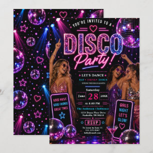 Invitation Soirée de danse néon disco