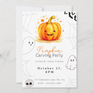 Invitation Soirée de découpage de citrouille Jack-O' Lantern