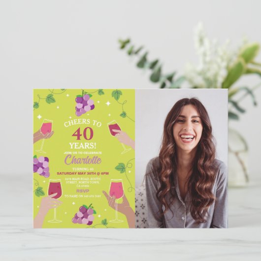 Invitation Soirée de dégustation de vin 40e anniversaire Phot (Debout devant)