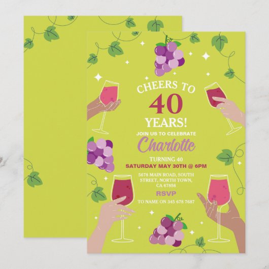 Invitation Soirée de dégustation de vin à l'occasion du 40e a (Devant / Derrière)