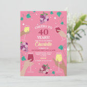 Invitation Soirée de dégustation de vin rose 40e anniversaire (Debout devant)