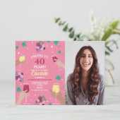 Invitation Soirée de dégustation de vin rose 40e anniversaire (Debout devant)