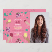 Invitation Soirée de dégustation de vin rose 40e anniversaire (Devant / Derrière)