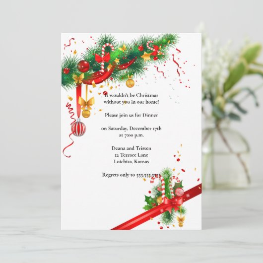 Invitation Soirée de design de Noël blanc (Debout devant)