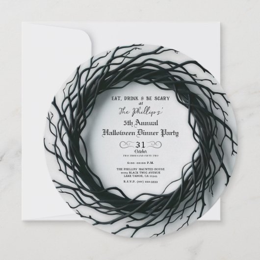 Invitation Soirée de dîner élégante d'automne et d'Halloween  (Devant)