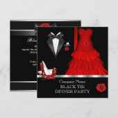 Invitation Soirée de dîner formel Black Tie Red Shoe 2 (Devant / Derrière)