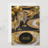 Invitation Soirée de dîner Gold Black Diamond 50e anniversair (Dos)