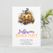 Invitation Soirée de dîner Halloween avec citrouille Jack-O' (Debout devant)