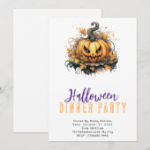 Invitation Soirée de dîner Halloween avec citrouille Jack-O' (Devant / Derrière)
