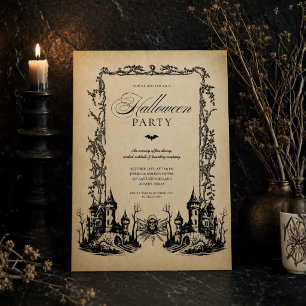 Invitation Soirée de dîner Halloween gothique vintage