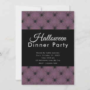 Invitation Soirée de dîner Halloween Toiles d'araignée violet