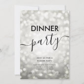 Invitation Soirée de dîner lumières paillettes argentées mode (Devant)