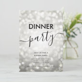 Invitation Soirée de dîner lumières paillettes argentées mode (Debout devant)