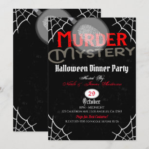 Invitation Soirée de dîner mystère de meurtre rouge Halloween