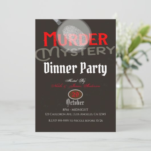 Invitation Soirée de dîner mystère meurtre marron (Debout devant)