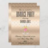 Invitation Soirée de divorce au champagne Gold (Devant / Derrière)
