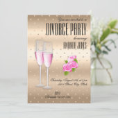 Invitation Soirée de divorce rose or (Debout devant)
