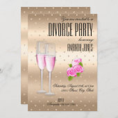 Invitation Soirée de divorce rose or (Devant / Derrière)