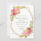 Invitation Soirée de douche nuptiale florale géométrique (Devant)