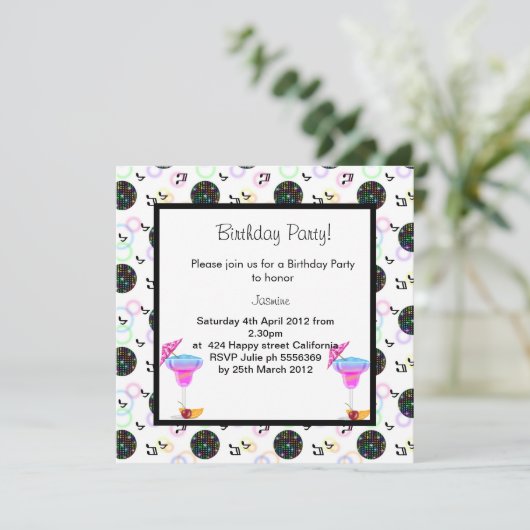 Invitation soirée de fête d'anniversaire (Debout devant)