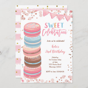 Invitation Soirée de fête de la fille Macaron fête d'annivers