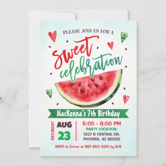 Invitation Soirée de fête de la pastèque (Devant)