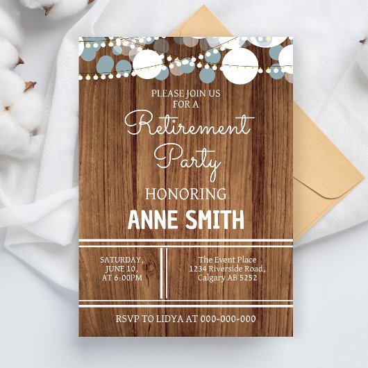 Invitation Soirée de fête de la retraite Dîner Boissons retra