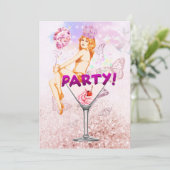 Invitation Soirée de Fête des mariées rose brillant (Debout devant)