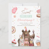 Invitation Soirée de fête douce Animaux Fille Anniversaire (Devant)