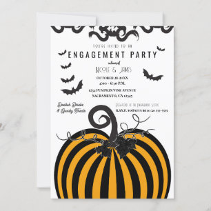 Invitation Soirée de Fiançailles Halloween Citrouille Noir et