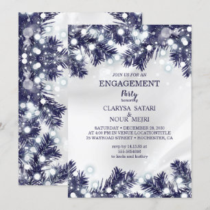 Invitation Soirée de fiançailles motif élégante aux fleurs bl