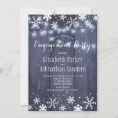Invitation Soirée de fiançailles rustique aux flocons de neig (Devant)