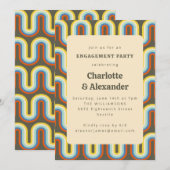 Invitation Soirée de fiançailles sur le thème Groovy Rétro 70 (Devant / Derrière)