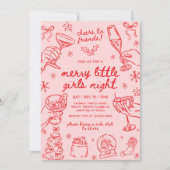 Invitation Soirée de filles de Noël dessinée à la main avec f (Devant)