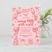 Invitation Soirée de filles de Noël dessinée à la main avec f (Debout devant)