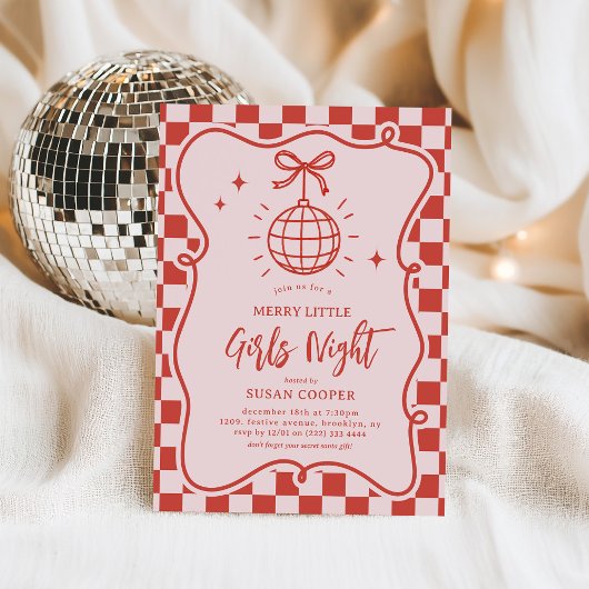 Invitation Soirée de Filles de Noël 'Merry Little'