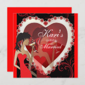 Invitation Soirée de filles divas dans un cœur de bijou rouge (Devant / Derrière)