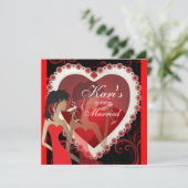 Invitation Soirée de filles divas dans un cœur de bijou rouge (Debout devant)