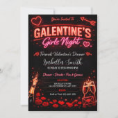 Invitation Soirée de filles Galentine‚Dîner entre amies pour  (Devant)
