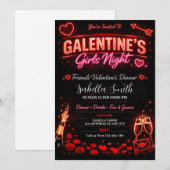 Invitation Soirée de filles Galentine‚Dîner entre amies pour  (Devant / Derrière)