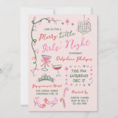 Invitation Soirée de filles joyeuse avec dessins à la main (Devant)