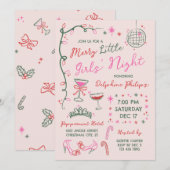 Invitation Soirée de Filles Joyeuse avec Dessins à la Main (Devant / Derrière)