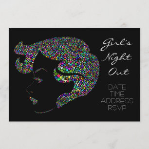 Invitation Soirée de filles néon glamour
