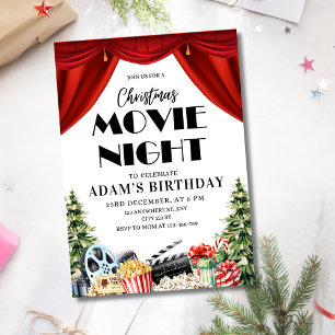 Invitation Soirée de film de Noël Anniversaire Extérieur Jard